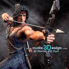 resin statue of Sylvester Stallone as John Rambo in 1982's Rambo, designed by Sanix3D Malix3D