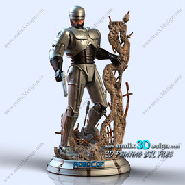 resin statue of Peter Weller as Alex Murphy as Robocop in 1987's Robocop designed by Sanix3D Malix3D