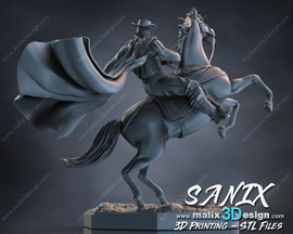 resin statue of Zorro and Tornado, Toronado, designed by Sanix3D Malix3D