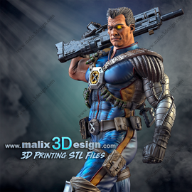 3D printed resin statue of Nathan Christopher Charles Summers, aka Cable, from The X-Men designed by Sanix3D Malix3D