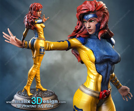 3D printed resin statue of Jean Grey from The X-Men designed by Sanix3D Malix3D