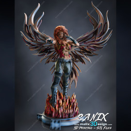 3D printed resin statue of Phoenix from The X-Men designed by Sanix3D Malix3D