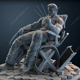 3D printed resin statue of Wolverine v2 designed by Sanix3D Malix3D