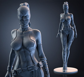 3D printed resin statue of Wanda Wilson as Lady Deadpool from The X-Men designed by Sanix3D Malix3D