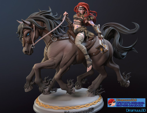 main, Viking Ygritte, Rider of Sleipnir 3D printed resin statue by DiNamuuu3D