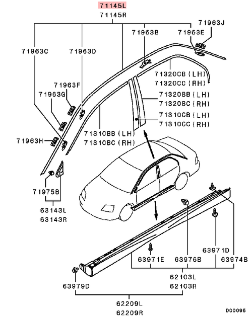 Mitsubishi Evo CT9A Roof Drip Rail