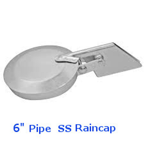 6" PIPE 304 SS Raincap  Flapper Stainless Steel  (6 5/8" ID)