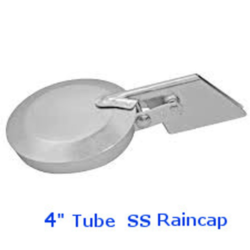 4" TUBE 304 SS Raincap Flapper Stainless Steel  (4" ID)