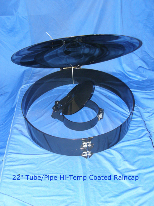 22" TUBE/PIPE HD Raincap  Flapper Hi-Temp Coated  (22" ID)