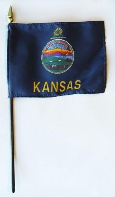 Kansas 4" x 6" Mounted Flags