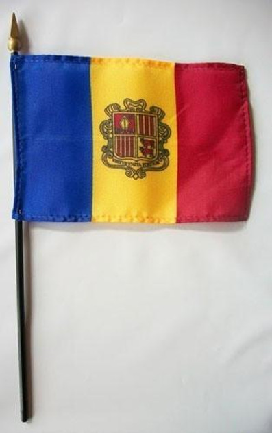 Andorra 4" x 6" Mounted Flags Andorra 4" x 6" Mounted Flags