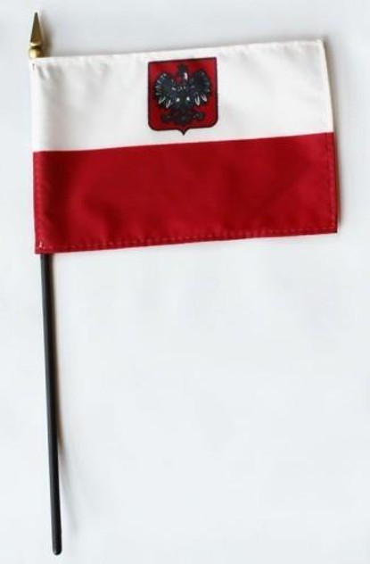 Poland w/ Eagle 4" x 6" Mounted Flags Poland w/ Eagle 4" x 6" Mounted Flags