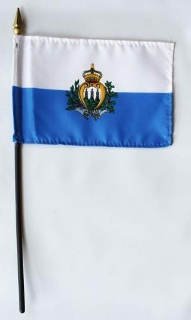 San Marino 4" x 6" Mounted Flags