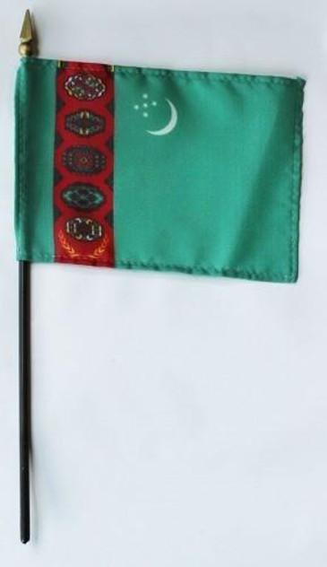 Turkmenistan 4" x 6" Mounted Flags