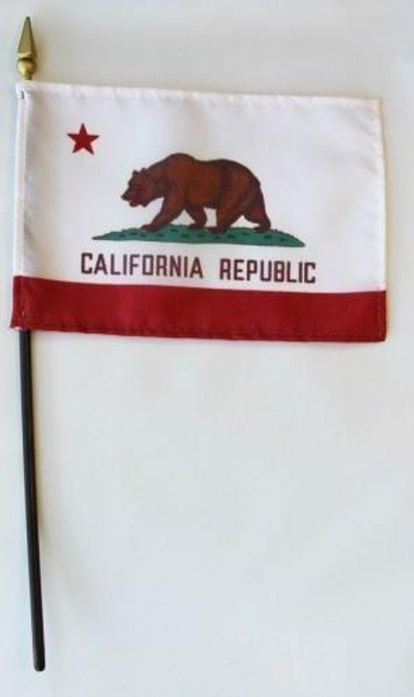 California 4" x 6" Mounted Flags