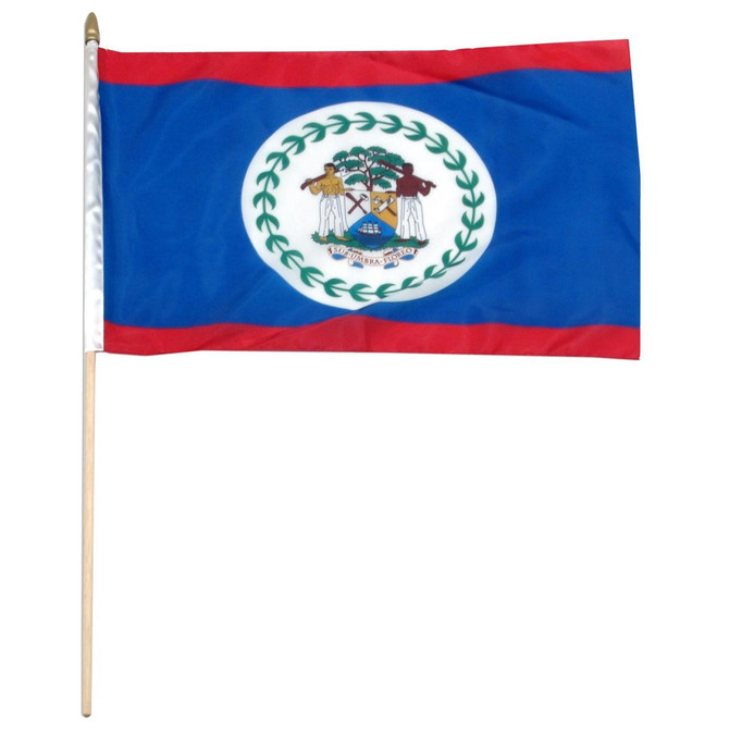 Belize 12" x 18" Mounted Flag
