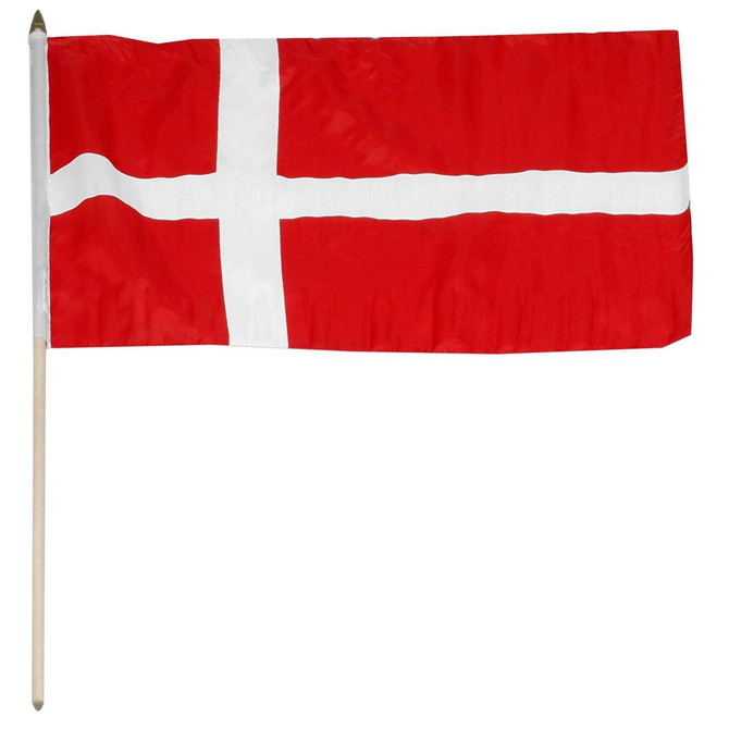 Denmark 12" x 18" Mounted Flag