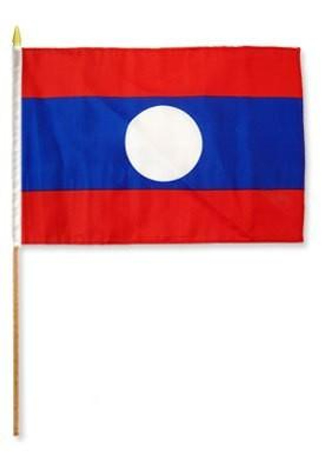 Laos 12" x 18" Mounted Flag