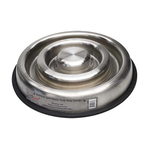 Indipets Stainless Steel Spiral Slow Feeder Bowl