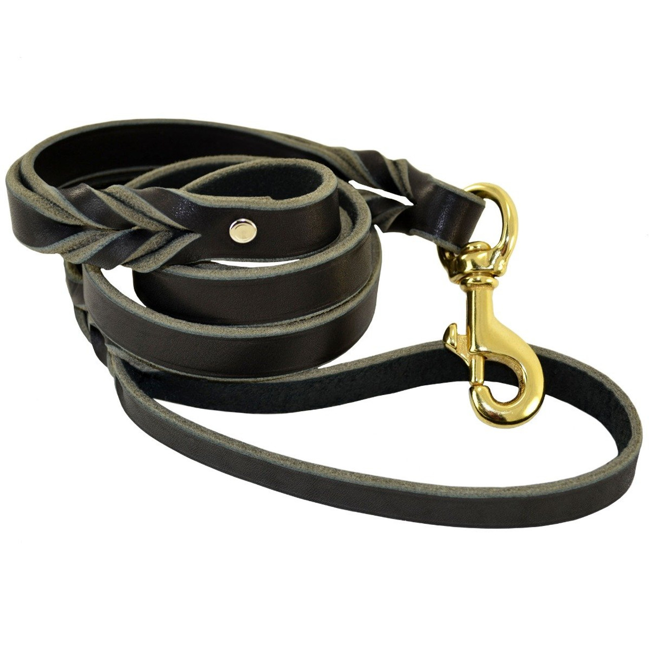 leather double dog leash