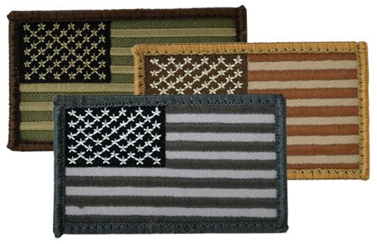 2 x 1.2 Mini Small US IR Flag Patch Set Tan & Black NSW ODA SFOD