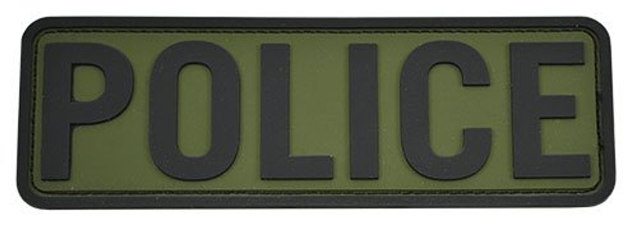 PVC Patch w/ Velcro, OD Green w/ Black Lettering, POLICE, 4