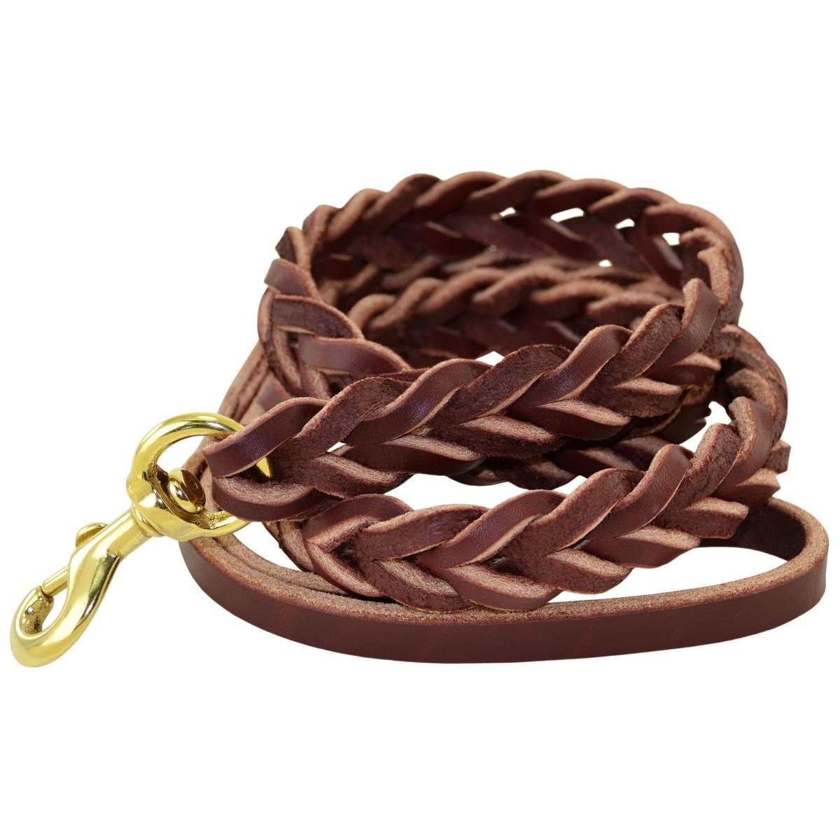 braided leather dog leash