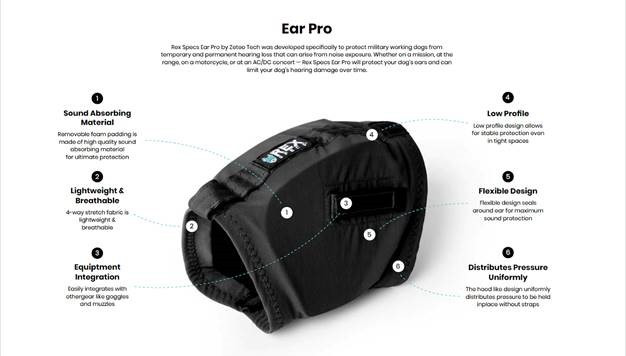 Rex Specs Ear Pro Working Dog Hearing PPE K9 Ear Protection