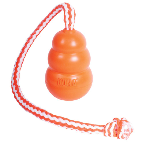 KONG Ball with Rope  Dog Tug Toy - J&J Dog Supplies