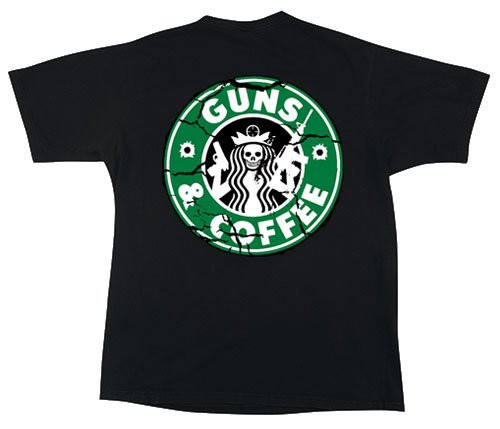 Guns and Coffee T-Shirt main TS1975-BLK-M,TS1975-BLK-L,TS1975-BLK-XL,TS1975-BLK-XXL