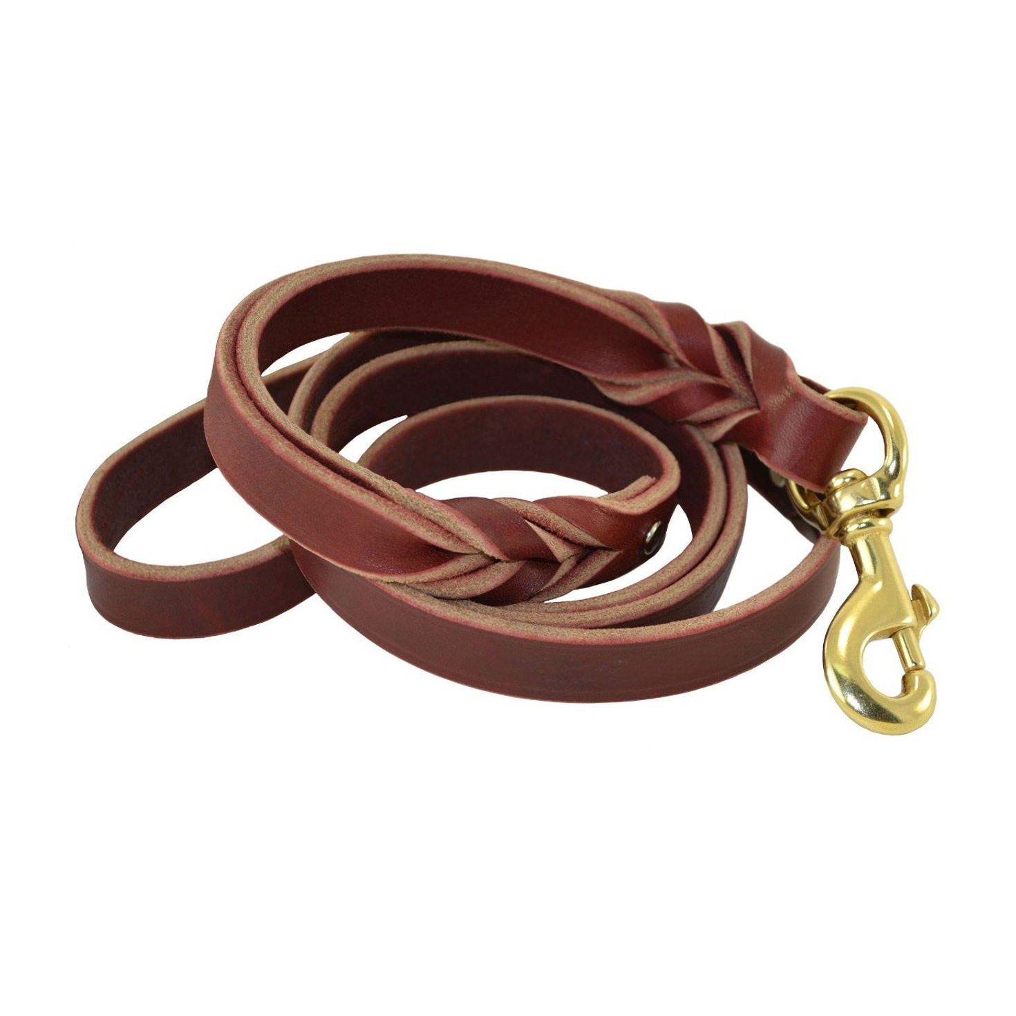 Braid Leather Dog Leash or Lead Real Genuine Leather Dark Brown