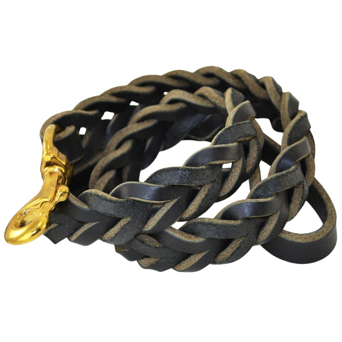 Slot Braided Leather Leash - Black - 5