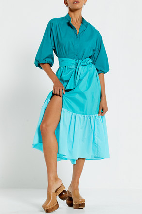 Dolman Shirt Dress in Jade Colour Block OUTLET Bohemian Traders