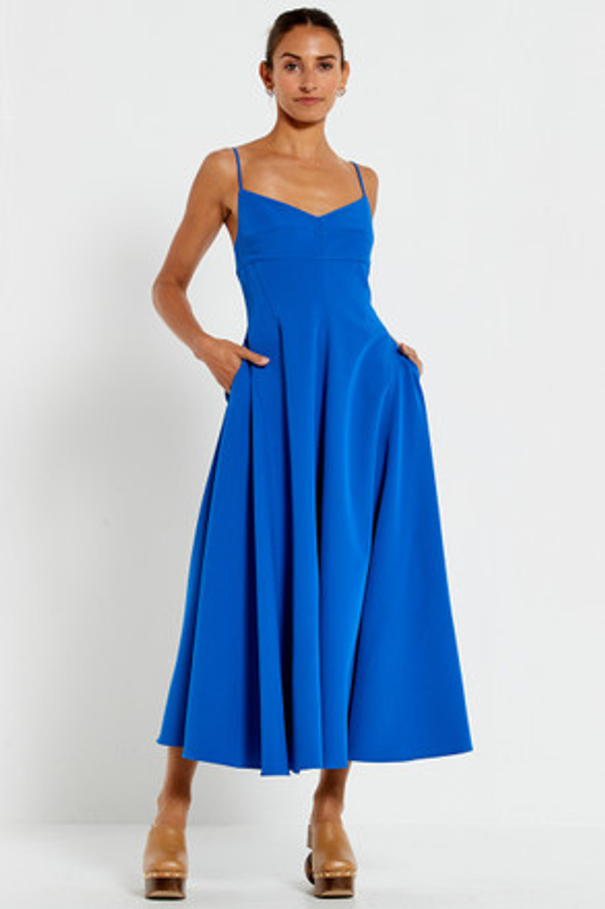 Fit and Flared Midi Swing Dress in Cobalt - OUTLET | Bohemian Traders