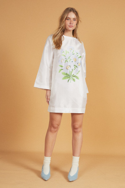 Bouquet Mini Shift Dress in Cream