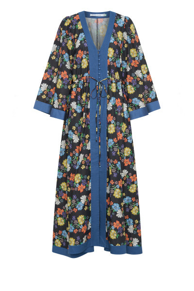 Fleur Kaftan Dress in Black