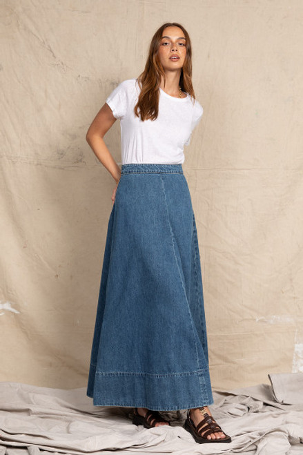 Denim Circle Skirt in Mid Blue Denim Circle Skirt in Mid Blue