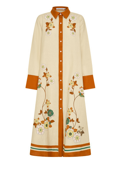 Mabel Slim Fit Shirt Dress in Cream