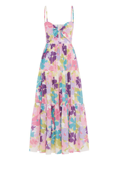Parker Cut-Away Midi Dress in Cream Floral