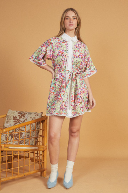 Rima Mini Shirt Dress in Multi Rima Mini Shirt Dress in Multi