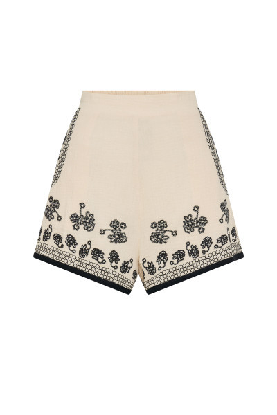 Kaisa Embroidered Short in Ecru