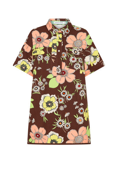 Carrie Mini Shift Dress in Chestnut