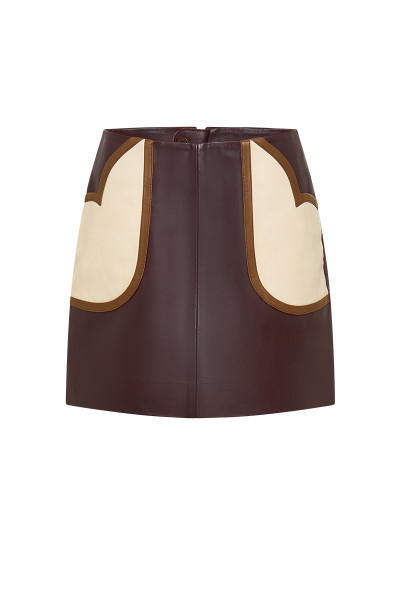 Valerie Leather Mini Skirt in Spliced