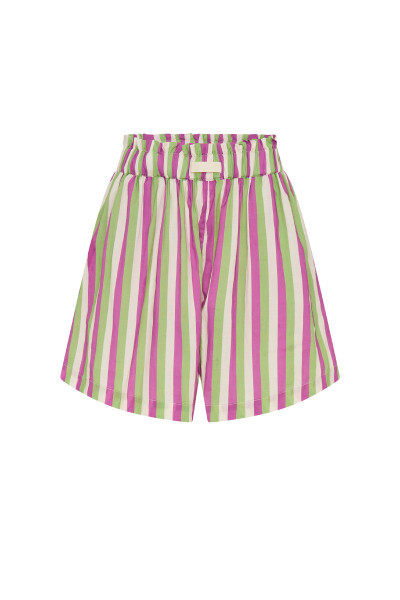 Striped Paperbag Short in Lilac Stripe