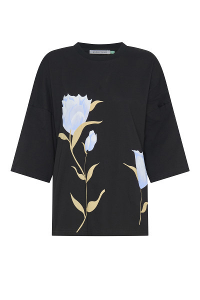 Tulips Boxy Tee in Black