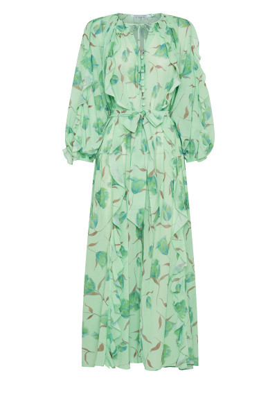 Tulips Ruffle Maxi in Mint