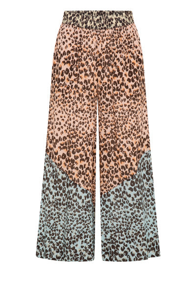 LEOPARD SPLICED CROP PALAZZO PANT IN LEOPARD