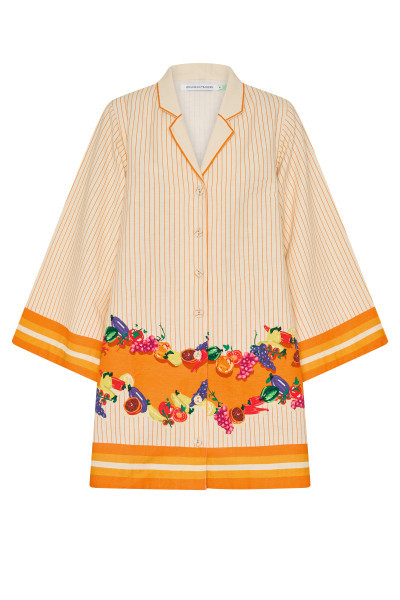 FRUITY MINI DRESS IN CREAM/ORANGE