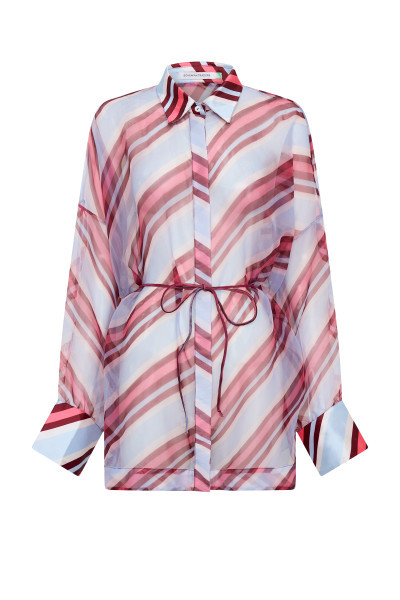 Sheer Shirt in Blue Grey Stripe