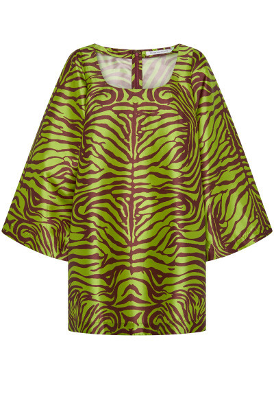 ZEBRA SHIFT MINI DRESS IN OLIVE
